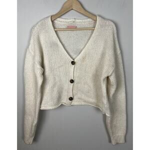 Urban Outfitters Kai Cropped Chunky Cardigan Size Medium Cream Knit Women’s